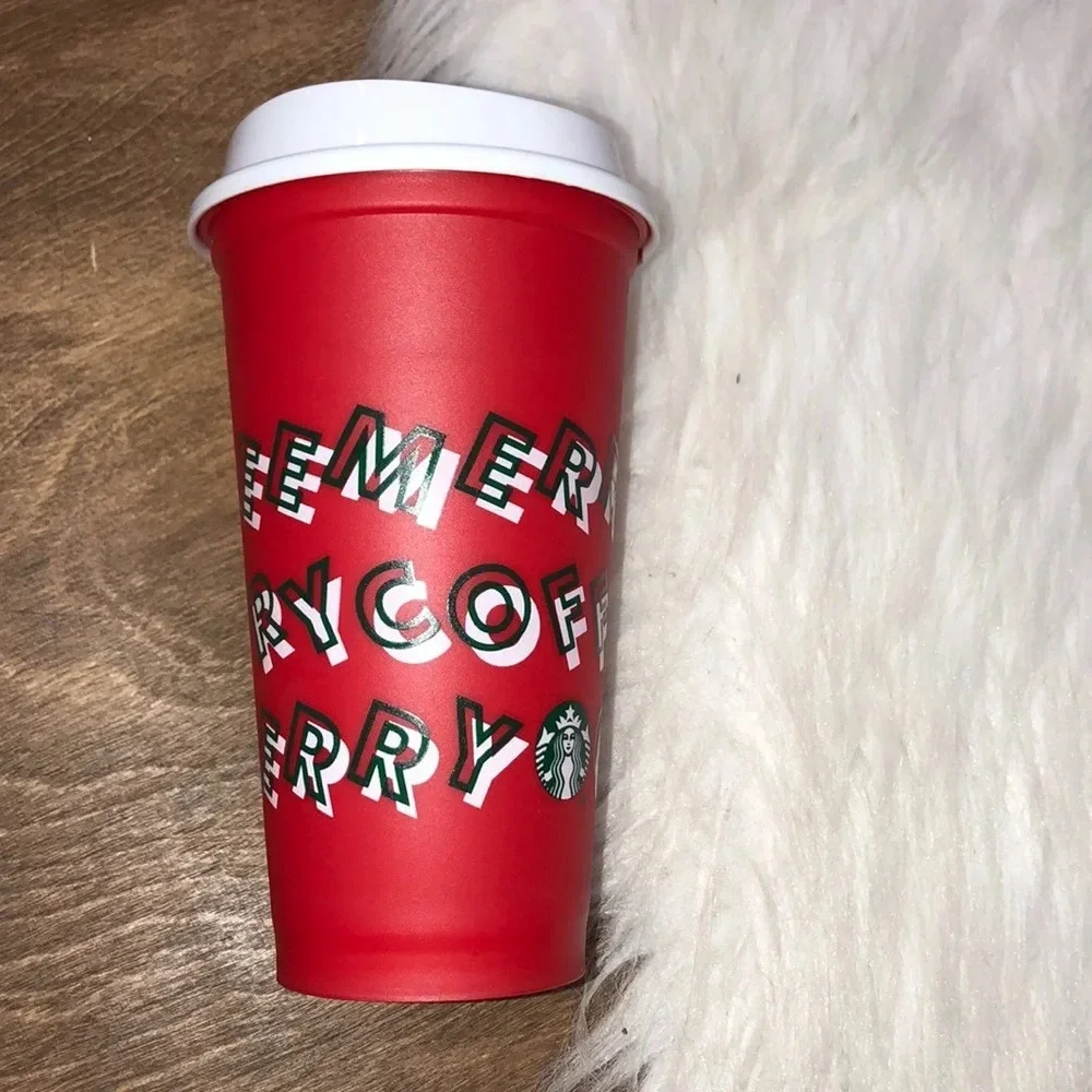 STARBUCKS Merry Coffee Red Christmas reusable cup